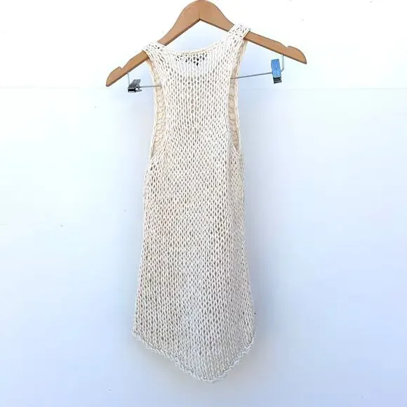 Vince Set Bundle Hand-Knit Crochet Cotton Tank Tops Black Cream Small - Picture 5 of 7